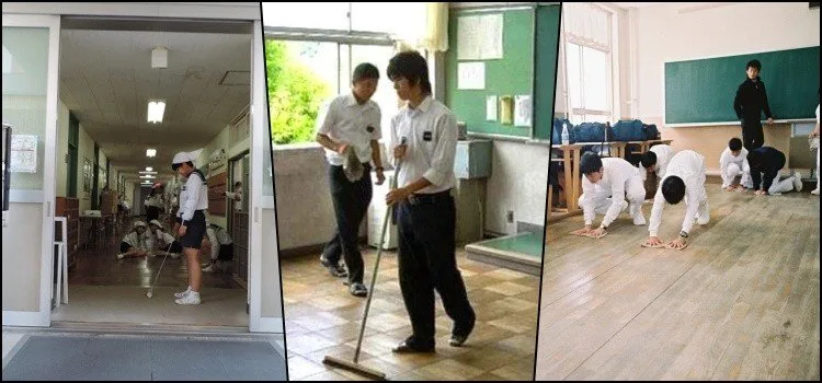 일본에서 학생들은 학교를 어떻게 청소하나요?
